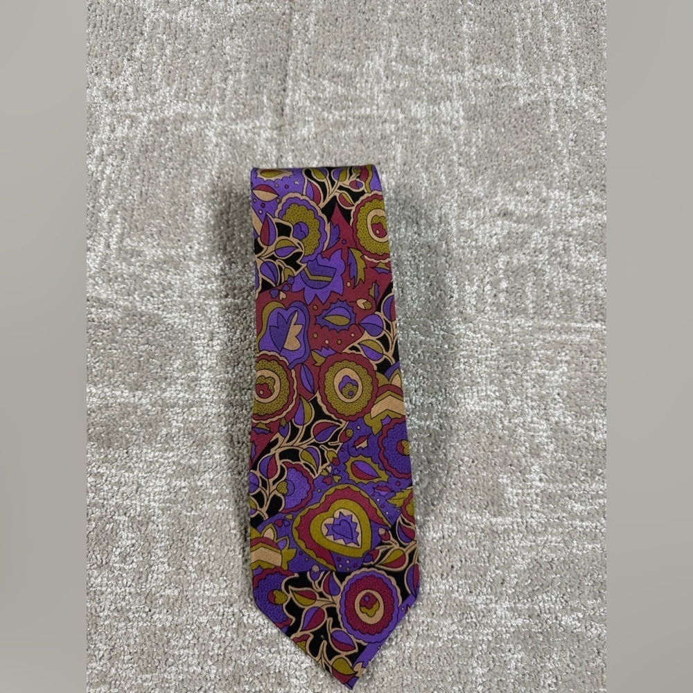 Vintage Missoni Cravatte 100% Silk Colorful Printed Tie